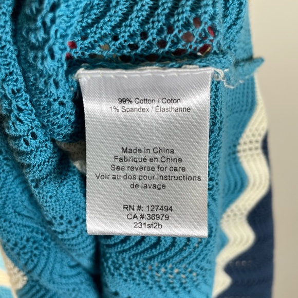 Heartloom Chevron Knit Laurent Beach Cover-Up Dress Sz M Cotton Polo Collar - Picture 7 of 13